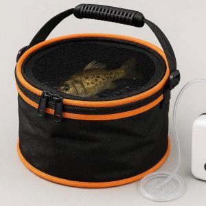 13 Collapsible Fishing Bucket with Aerator Portable for Live Fish Storage