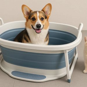 17 Collapsible Pet Bath Bucket with Non Slip Bottom for Dogs and Cats